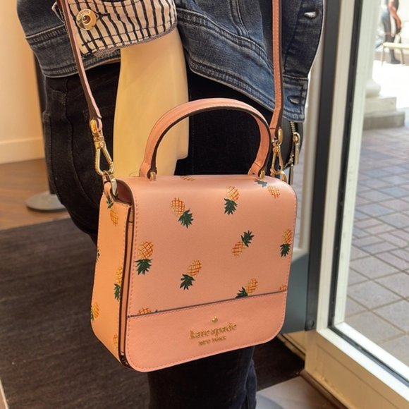 Kate Spade Staci Square Pineapple Crossbody Pink Multi - Picture 10 of 16